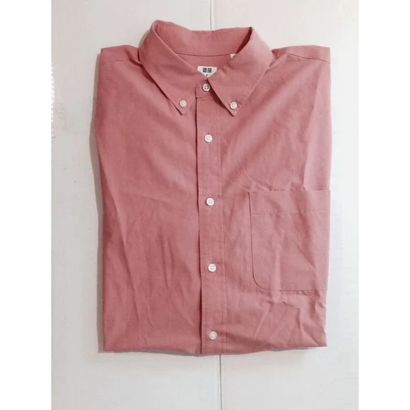 Uniqlo Oxford Button Down Crisp 100% Cotton Size M Pink/Light Brick. Excellent - Picture 6 of 10